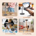 yAyusi Heavy Duty Aluminum Overhead Tripod for iPhone, 12 in Long Phone Mount for Desk, Flexible Articulating Arm Overhead Phone Mount for Live Streaming, Meeting, Cooking (Clip) - Image 3