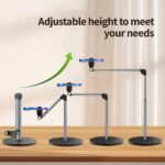 yAyusi Heavy Duty Aluminum Overhead Tripod for iPhone, 12 in Long Phone Mount for Desk, Flexible Articulating Arm Overhead Phone Mount for Live Streaming, Meeting, Cooking (Clip) - Image 4