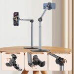 yAyusi Heavy Duty Aluminum Overhead Tripod for iPhone, 12 in Long Phone Mount for Desk, Flexible Articulating Arm Overhead Phone Mount for Live Streaming, Meeting, Cooking (Clip) - Image 6