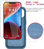 Diverbox for iPhone 14 Case [Shockproof] [Dropproof] [Tempered Glass Screen + Camera Lens Protector],Heavy Duty Protection Phone Case Cover for Apple iPhone 14 (Blue-3in1) - Image 6