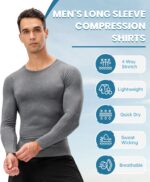Men's Compression Shirt Long Sleeve Athletic Workout T-Shirts Top Active Sport Base Layer Undershirt Dry Fit - Image 5