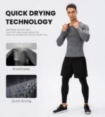 Men's Compression Shirt Long Sleeve Athletic Workout T-Shirts Top Active Sport Base Layer Undershirt Dry Fit - Image 6