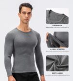 Men's Compression Shirt Long Sleeve Athletic Workout T-Shirts Top Active Sport Base Layer Undershirt Dry Fit - Image 7