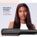 REVLON Ceramic Coated 2" Flat Iron - Fast Heating Hair Straightener for Quick and Smooth Results, Plus Travel Friendly (Black) - Image 3