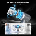 Car Vacuum Cordless, Mini Portable Vacuum Cordless for Car, 4-in-1 20000PA High Power Portable Rechargeable Vacuum Cleaner with Brushless Motor, Small Handheld Vacuum & Air Blower & Pump-Grey - Image 3