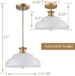 HYDELITE Vintage Frosted Glass Pendant Lights Kitchen Island Lighting Fixtures Over The Kitchen Sink Adjustable Hanging Pendant for Dining Room Kitchen Entryway - Image 4