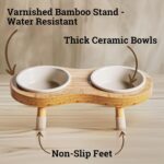 Elevated Cat Bowls - Set of 2 Ceramic Pet Food Bowls with Anti-Slip Bamboo Stand - 15 Degree Titled - Raised Dog Bowl for Small Dogs - Raised Cat Bowl Stand - Pet Feeding Station for Cats & Small Dogs - Image 3