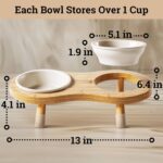 Elevated Cat Bowls - Set of 2 Ceramic Pet Food Bowls with Anti-Slip Bamboo Stand - 15 Degree Titled - Raised Dog Bowl for Small Dogs - Raised Cat Bowl Stand - Pet Feeding Station for Cats & Small Dogs - Image 7