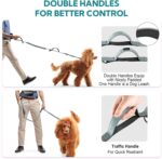 Hands Free Dog Leash with Pouch, Adjustable Waist Belt with Double Padded Handles, Waist Leash for Dog Walking Accessories, Olive - Image 7