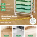 Rolling Storage Cart with 8 Drawers & Wooden Tabletop, Utility Cart with Wheels for Craft Storage, Home, School, Bedroom, Living Room, Dorm, Office, Classroom, Art Supply Storage Organizer Cart, Green - Image 5