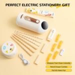 M&G Electric Stationery Box, Premium Gift Set for Kids, School, Teachers, Office, Automatic Electric Pencil Sharpener, Push Eraser with 2 Refills, Desktop Vacuum Cleaner, Pencils - Image 3