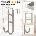 FYY Over The Door Hooks - 4 Pack Heavy Duty Dual-Hook Organizer Hanger with Non-Slip Rubber for Towels, Clothes, Hats & Bags Use in Bathroom, Bedroom, Kitchen - Fits Interior Doors Up to 1.6" Grey - Image 3