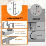 FYY Over The Door Hooks - 4 Pack Heavy Duty Dual-Hook Organizer Hanger with Non-Slip Rubber for Towels, Clothes, Hats & Bags Use in Bathroom, Bedroom, Kitchen - Fits Interior Doors Up to 1.6" Grey - Image 4