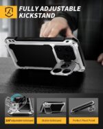 Lanhiem for iPhone 17 Pro Max Metal Case with Kickstand, Compatible with MagSafe, Built in Tempered Glass Screen Protector, Heavy Duty Shockproof Rugged Full Body Tough Phone Cover 6.9" (Silver) - Image 6