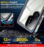 SPIDERCASE Only for Samsung Galaxy S25 Ultra Case Waterproof, Built-in Screen & Camera Lens Protector[IP68] [Military Grade Shockproof] Full Protection Only for S25 Ultra 6.9”, Black/Clear - Image 7