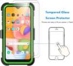 Njjex Rugged Case For Samsung Galaxy A01, For Galaxy A01 Case With Tempered Glass Screen Protector [2 Pack], [Nbeck] Shockproof Heavy Duty Locking Swivel Holster Belt Clip Kickstand Hard Cover [Green] - Image 5