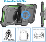 Njjex Rugged Case For Samsung Galaxy A01, For Galaxy A01 Case With Tempered Glass Screen Protector [2 Pack], [Nbeck] Shockproof Heavy Duty Locking Swivel Holster Belt Clip Kickstand Hard Cover [Green] - Image 7