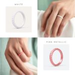 ThunderFit Womens Silicone Wedding Bands, Swivel Design, Thin and Stackable Rubber Engagement Rings 2.6mm Wide 2.1mm Thick - 1/4/8 Variety Multipack - Image 5