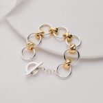 WOWORAMA Two Tone Link Chain Bracelet for Women Men Gold and Silver Paperclip Link Bracelets Unisex Mixed Metal Bracelet Thick Chunky Chain Bracelets - Image 5