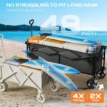 300L Extra Large Collapsible Foldable Wagon, 440lbs Load Capacity 48''L Extended Heavy Duty Folding Beach Wagon with Big All-Terrain Wheels, Utility Garden Cart for Outdoor Activities, Gray - Image 3