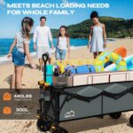 300L Extra Large Collapsible Foldable Wagon, 440lbs Load Capacity 48''L Extended Heavy Duty Folding Beach Wagon with Big All-Terrain Wheels, Utility Garden Cart for Outdoor Activities, Gray - Image 6