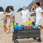 300L Extra Large Collapsible Foldable Wagon, 440lbs Load Capacity 48''L Extended Heavy Duty Folding Beach Wagon with Big All-Terrain Wheels, Utility Garden Cart for Outdoor Activities, Gray - Image 8