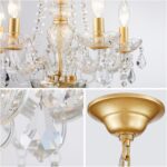 WUZUPS Crystal 5-Light Candle Chandelier Pendant Flushmount Ceiling Light Modern Lighting Fixture for Bedroom Hallway Bar Kitchen Bathroom, H 25" x W 20", Gold, E12 Base - Image 6
