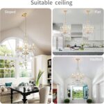 WUZUPS Crystal 5-Light Candle Chandelier Pendant Flushmount Ceiling Light Modern Lighting Fixture for Bedroom Hallway Bar Kitchen Bathroom, H 25" x W 20", Gold, E12 Base - Image 7