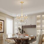 WUZUPS Crystal 5-Light Candle Chandelier Pendant Flushmount Ceiling Light Modern Lighting Fixture for Bedroom Hallway Bar Kitchen Bathroom, H 25" x W 20", Gold, E12 Base - Image 8