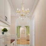 WUZUPS Crystal 5-Light Candle Chandelier Pendant Flushmount Ceiling Light Modern Lighting Fixture for Bedroom Hallway Bar Kitchen Bathroom, H 25" x W 20", Gold, E12 Base - Image 10