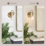 Wall Sconces Set of 2, Gold Bathroom Light Fixtures, Modern Wall Mounted Light Fixtures with Clear Glass Shade and E26 Bulb Base for Hallway Farmhouse Bedroom Living Room - Image 4