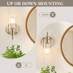 Wall Sconces Set of 2, Gold Bathroom Light Fixtures, Modern Wall Mounted Light Fixtures with Clear Glass Shade and E26 Bulb Base for Hallway Farmhouse Bedroom Living Room - Image 5