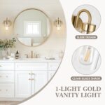 Wall Sconces Set of 2, Gold Bathroom Light Fixtures, Modern Wall Mounted Light Fixtures with Clear Glass Shade and E26 Bulb Base for Hallway Farmhouse Bedroom Living Room - Image 6