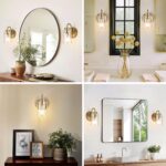 Wall Sconces Set of 2, Gold Bathroom Light Fixtures, Modern Wall Mounted Light Fixtures with Clear Glass Shade and E26 Bulb Base for Hallway Farmhouse Bedroom Living Room - Image 8