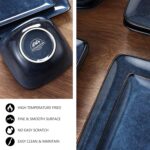 E-far Square Plates and Bowls Sets, 12-Piece Stoneware Dinnerware Sets for 4, Reactive Glaze Dish Set, Chip and Scratch Resistant, Microwave and Dishwasher Safe, Deep Sea Blue - Image 7