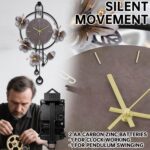 Wall Clock, Silent Quartz Movement Battery Operated with Pendulum, Oversized Metal Modern Large Wall Clocks for Living Room Bedroom Farmhouse Office Kitchen Home Wall Decor-18.8x29.5Inch(Brown) - Image 4