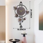 Wall Clock, Silent Quartz Movement Battery Operated with Pendulum, Oversized Metal Modern Large Wall Clocks for Living Room Bedroom Farmhouse Office Kitchen Home Wall Decor-18.8x29.5Inch(Brown) - Image 6