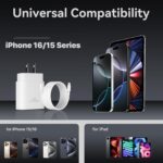 Phone 17 16 15 Pro Max Charger Fast Charging PD 30W, 10 FT iPhone 17 Charging Cable(65W/3A) Long USB C Cord with iPhone 17 Pro Max Chargers Block for iPhone 17/17 Pro Max/17 Air/16/15 Series, iPad - Image 7