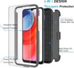 Njjex for Moto G Play 2021 Case, for Motorola G Play 2021 Case W/Tempered Glass Screen Protector [2 Pack], [Nbeck] Shockproof Heavy Duty Locking Swivel Holster Belt Clip Kickstand Rugged Cover [Grey] - Image 3