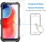 Njjex for Moto G Play 2021 Case, for Motorola G Play 2021 Case W/Tempered Glass Screen Protector [2 Pack], [Nbeck] Shockproof Heavy Duty Locking Swivel Holster Belt Clip Kickstand Rugged Cover [Grey] - Image 5