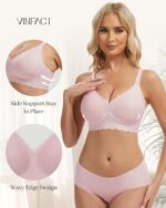 Vinfact Womens Jelly Bras No Underwire Push Up Wireless Seamless Supportive Full Coverage Bralette Scalloped T-Shirt Bra - Image 3