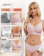 Vinfact Womens Jelly Bras No Underwire Push Up Wireless Seamless Supportive Full Coverage Bralette Scalloped T-Shirt Bra - Image 5