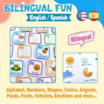 Montessori Autism Sensory Educational Busy Book for Toddlers, 16 Themes, 160 Reusable Stickers, Bilingual English Spanish A/B Books, 12" X 8.5" - Image 4