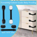 Fursafe&Q Cabinet Locks Baby Proofing, Child Safety Strap Locks Adhesive Black - Child Proof Fridge Lock Drawer Door Toilet Latches No Drill Multi-Purpose for Furniture Kitchen Lock - Image 4
