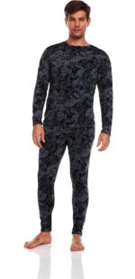 ED HARDY 2 Piece Mens Thermal Underwear Set Graphic Fleece Lined Long Underwear Mens Base Layer Shirt Long Johns - Image 3