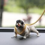 American Bully Dog Car Dashboard Ornament, Resin Pitbull Figurine with Gold Chain, Bulldog Statue for Car Interior Home Office Desk Truck Decoration, Auto Accessories and Gifts (White) - Image 4