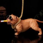 American Bully Dog Car Dashboard Ornament, Resin Pitbull Figurine with Gold Chain, Bulldog Statue for Car Interior Home Office Desk Truck Decoration, Auto Accessories and Gifts (White) - Image 7