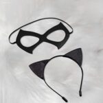 2PCS Halloween Cat Costume Accessories for Women - Black Cat Mask and Ears Headband Halloween Masquerade Cosplay Dress up Accessories for Women - Image 5