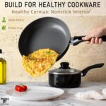 Moss & Stone 6 Pcs Black Nonstick Cookware Set, Pots And Pans Set Non stick With Glass Lid, Induction Cookware, Stay-Cool Handle PTFE/PFOA Kitchen Pots 6-Piece with Frying Pans & Saucepan - Image 5