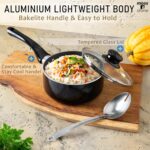 Moss & Stone 6 Pcs Black Nonstick Cookware Set, Pots And Pans Set Non stick With Glass Lid, Induction Cookware, Stay-Cool Handle PTFE/PFOA Kitchen Pots 6-Piece with Frying Pans & Saucepan - Image 6